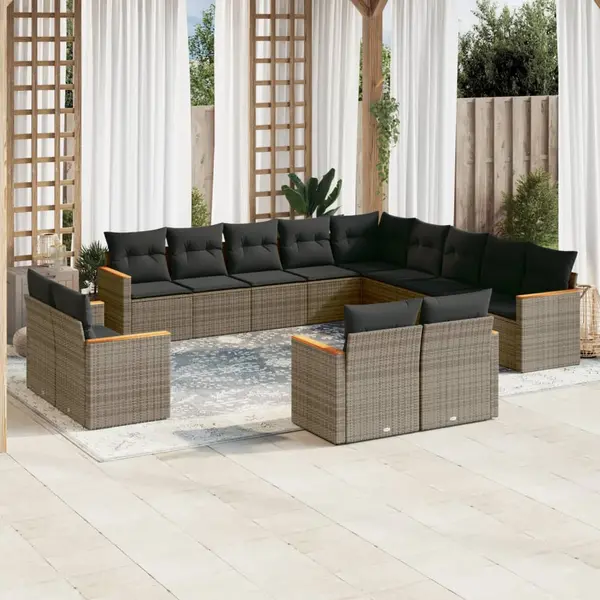 Gossi set mobilier de gradina cu perne, 13 piese, gri, poliratan
