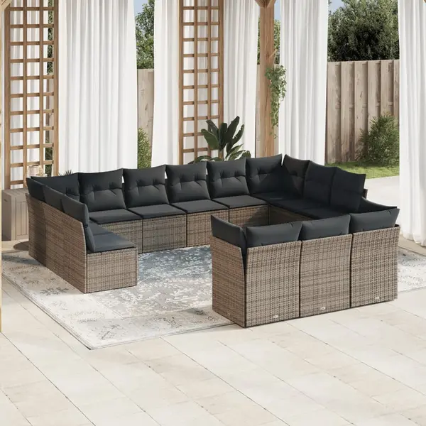 Gossi set mobilier de gradina cu perne, 13 piese, gri, poliratan
