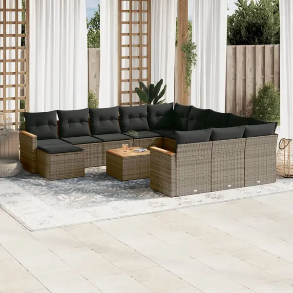 Gossi set mobilier de gradina cu perne, 13 piese, gri, poliratan