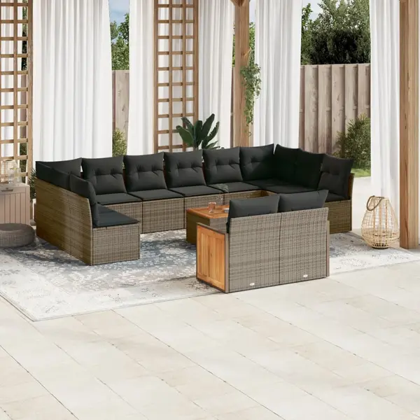 Gossi set mobilier de gradina cu perne, 13 piese, gri, poliratan