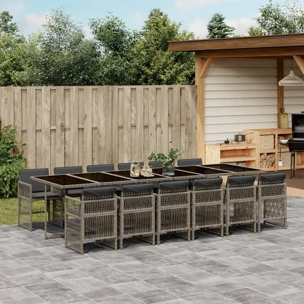 Gossi set mobilier de gradina cu perne, 13 piese, gri, poliratan