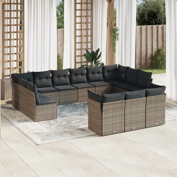 Gossi set mobilier de gradina cu perne, 13 piese, gri, poliratan