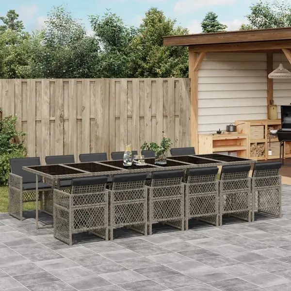 Gossi set mobilier de gradina cu perne, 13 piese, gri, poliratan