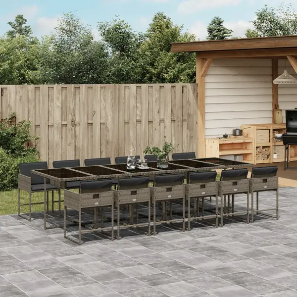 Gossi set mobilier de gradina cu perne, 13 piese, gri, poliratan
