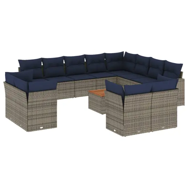 Gossi set mobilier de gradina cu perne, 13 piese, gri, poliratan