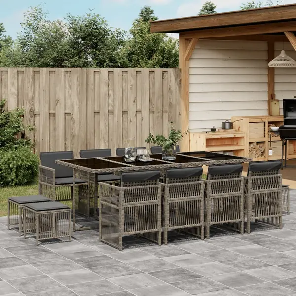Gossi set mobilier de gradina cu perne, 13 piese, gri, poliratan