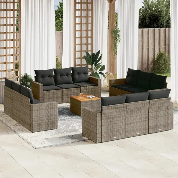 Gossi set mobilier de gradina cu perne, 13 piese, gri, poliratan