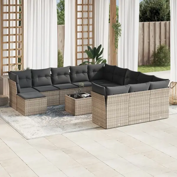 Gossi set mobilier de gradina cu perne, 13 piese, gri, poliratan