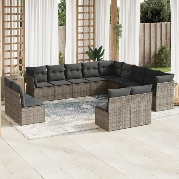 Gossi set mobilier de gradina cu perne, 13 piese, gri, poliratan