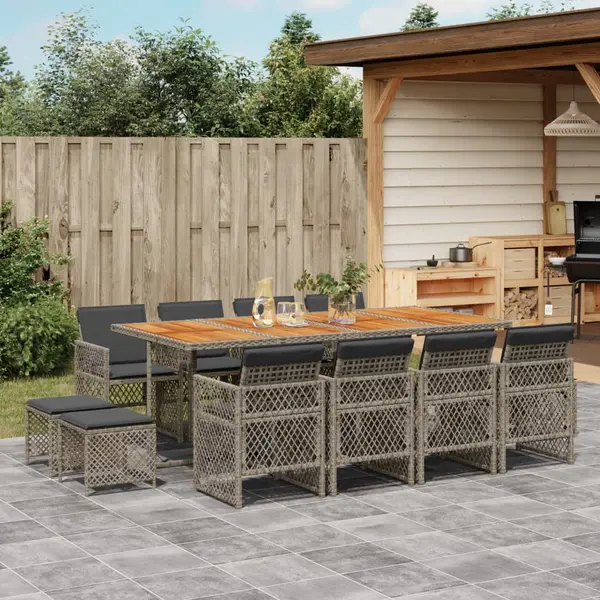 Gossi set mobilier de gradina cu perne, 13 piese, gri, poliratan