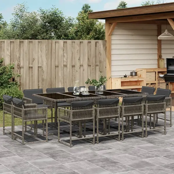 Gossi set mobilier de gradina cu perne, 13 piese, gri, poliratan