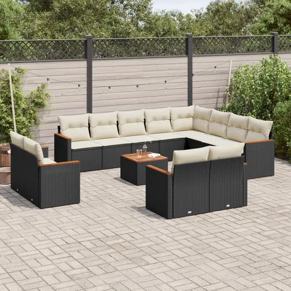 Gossi set mobilier de gradina cu perne, 13 piese, negru, poliratan