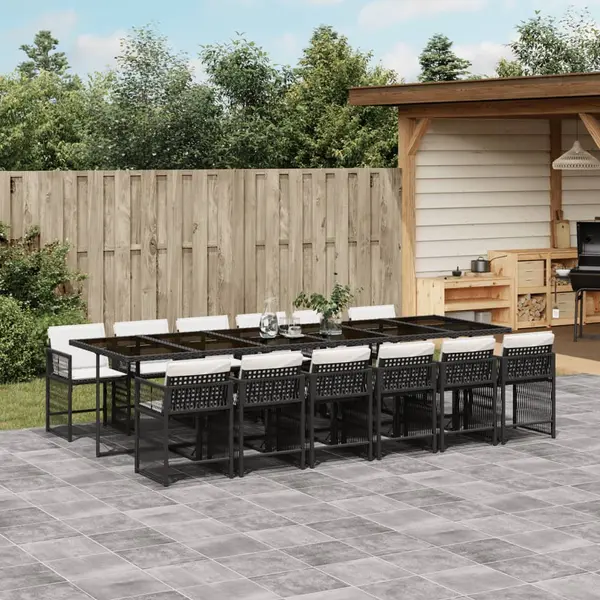 Gossi set mobilier de gradina cu perne, 13 piese, negru, poliratan
