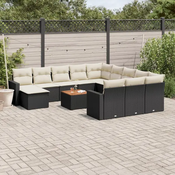 Gossi set mobilier de gradina cu perne, 13 piese, negru, poliratan