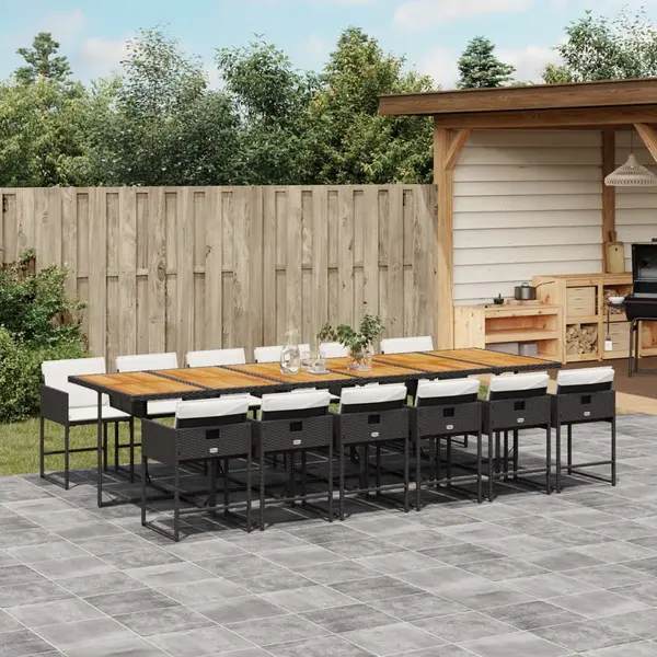 Gossi set mobilier de gradina cu perne, 13 piese, negru, poliratan
