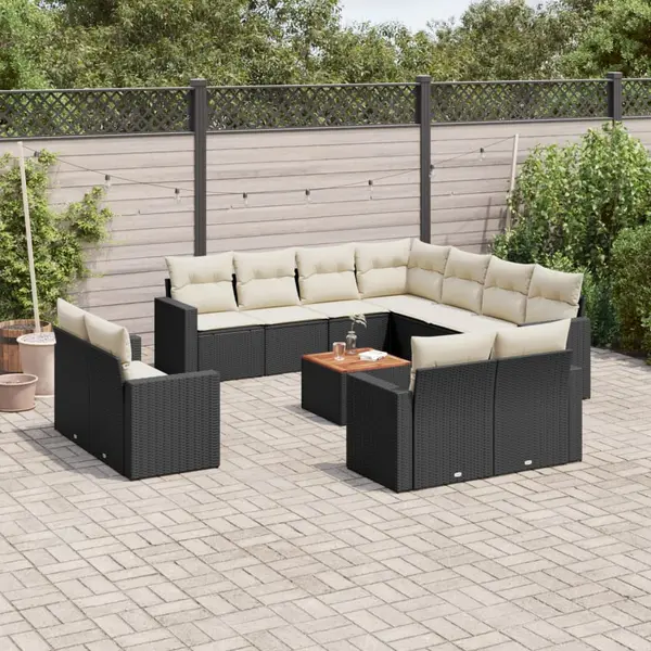 Gossi set mobilier de gradina cu perne, 13 piese, negru, poliratan