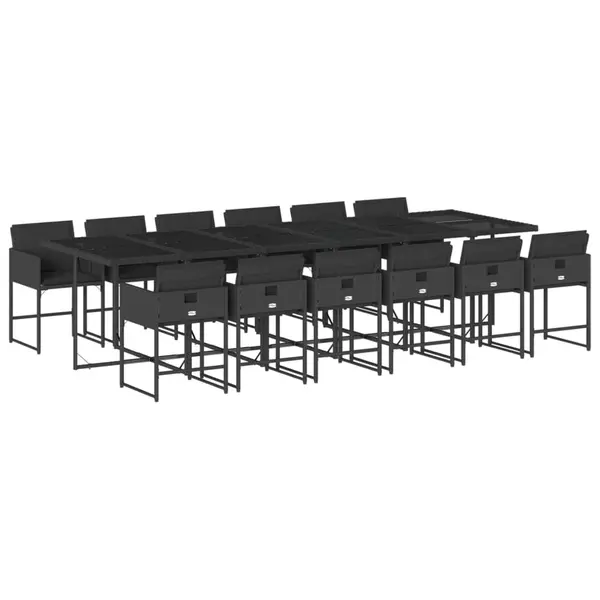 Gossi set mobilier de gradina cu perne, 13 piese, negru, poliratan