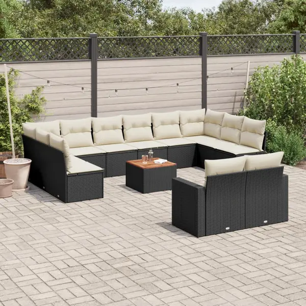 Gossi set mobilier de gradina cu perne, 13 piese, negru, poliratan