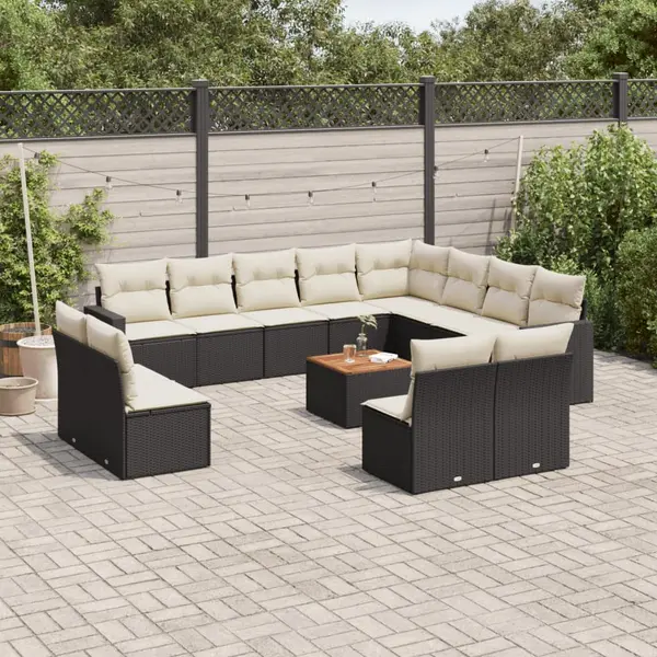 Gossi set mobilier de gradina cu perne, 13 piese, negru, poliratan