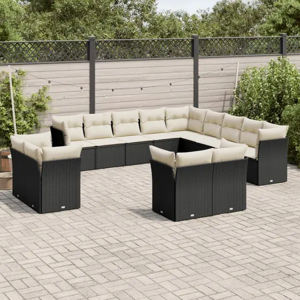 Gossi set mobilier de gradina cu perne, 13 piese, negru, poliratan