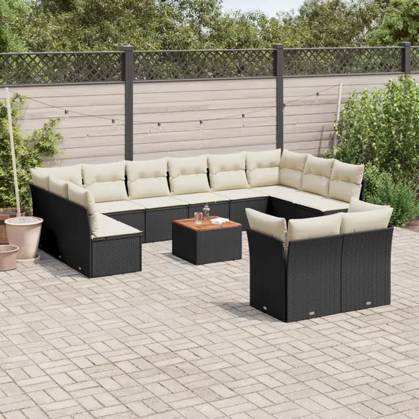 Gossi set mobilier de gradina cu perne, 13 piese, negru, poliratan