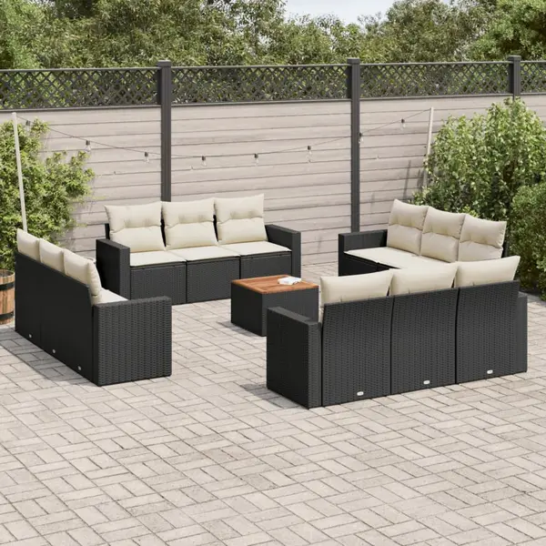 Gossi set mobilier de gradina cu perne, 13 piese, negru, poliratan