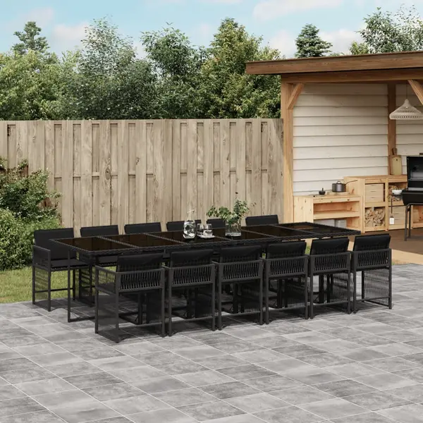 Gossi set mobilier de gradina cu perne, 13 piese, negru, poliratan