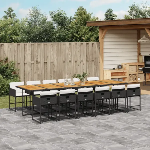 Gossi set mobilier de gradina cu perne, 13 piese, negru, poliratan