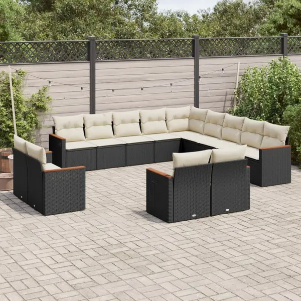Gossi set mobilier de gradina cu perne, 13 piese, negru, poliratan
