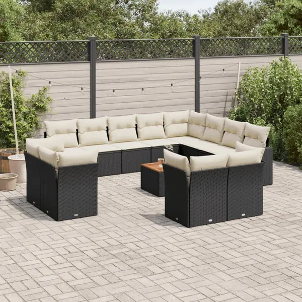 Gossi set mobilier de gradina cu perne, 13 piese, negru, poliratan