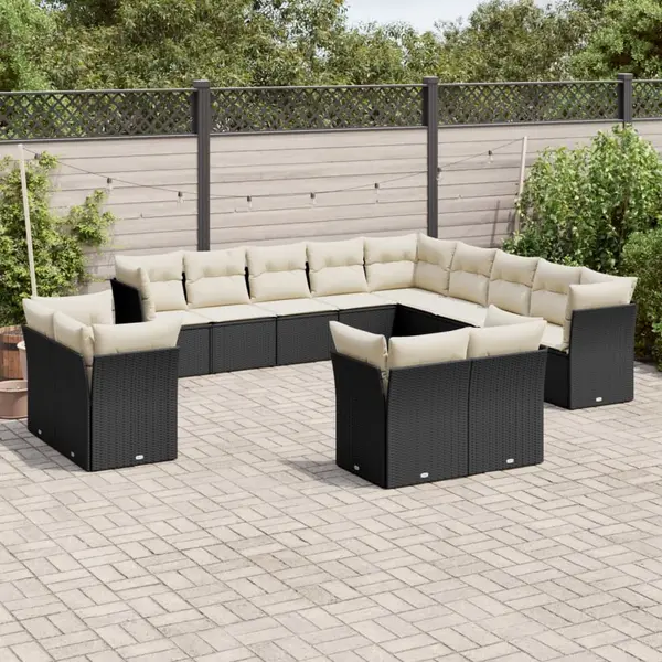 Gossi set mobilier de gradina cu perne, 13 piese, negru, poliratan
