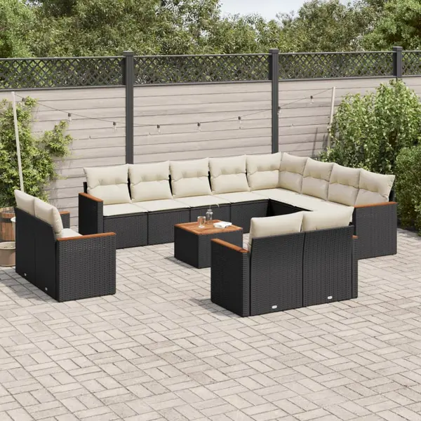 Gossi set mobilier de gradina cu perne, 13 piese, negru, poliratan
