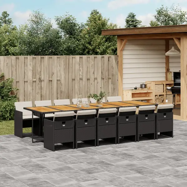 Gossi set mobilier de gradina cu perne, 13 piese, negru, poliratan