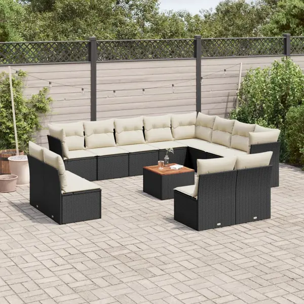 Gossi set mobilier de gradina cu perne, 13 piese, negru, poliratan