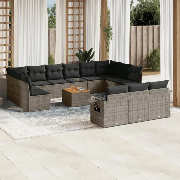Gossi set mobilier de gradina cu perne, 14 piese, gri, poliratan