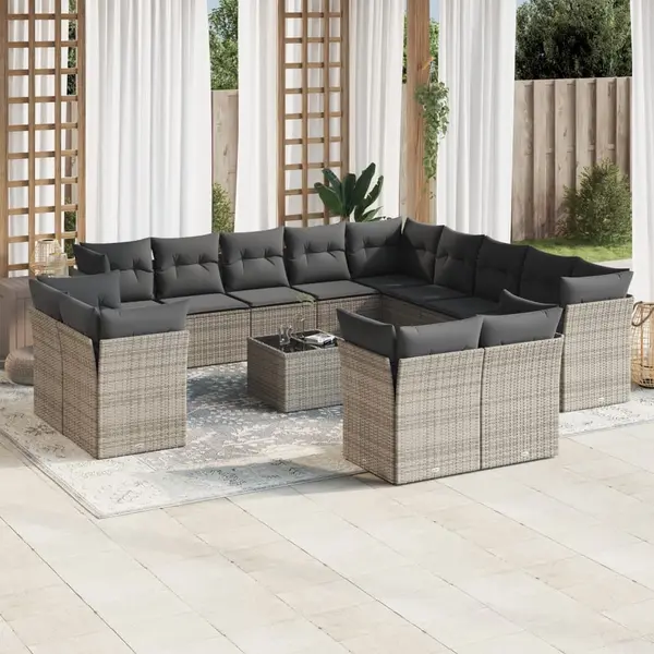Gossi set mobilier de gradina cu perne, 14 piese, gri, poliratan