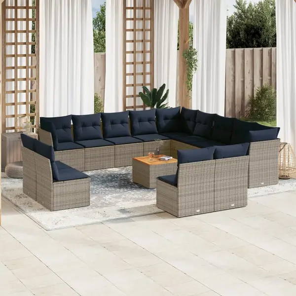 Gossi set mobilier de gradina cu perne, 14 piese, gri, poliratan