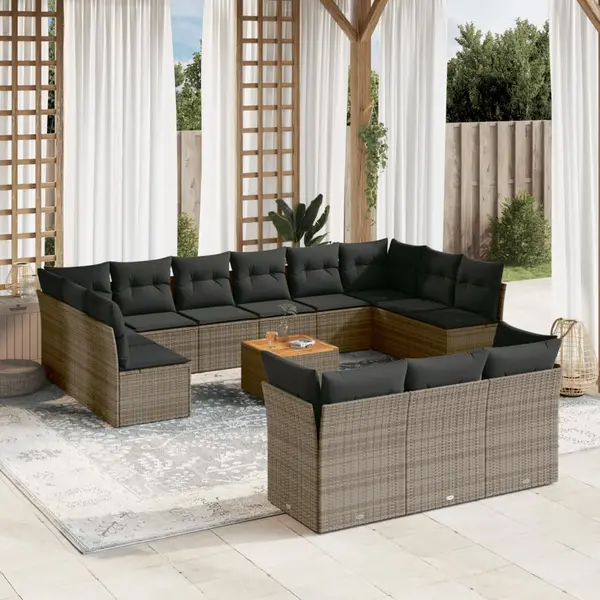Gossi set mobilier de gradina cu perne, 14 piese, gri, poliratan