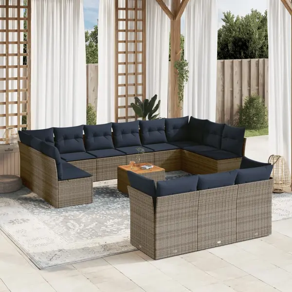 Gossi set mobilier de gradina cu perne, 14 piese, gri, poliratan