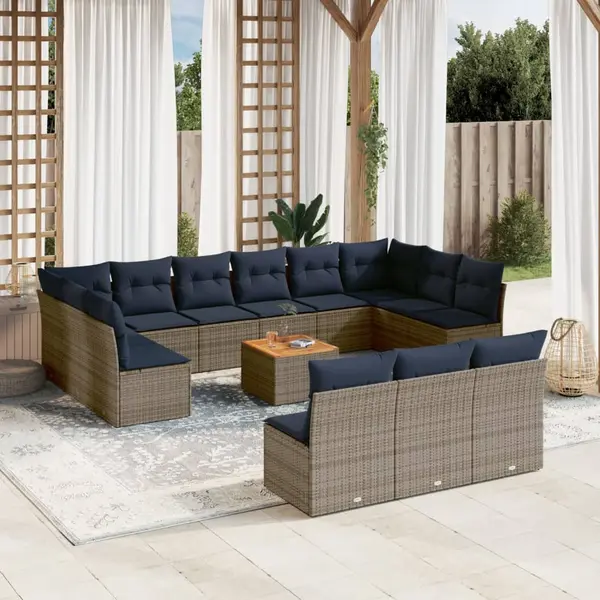 Gossi set mobilier de gradina cu perne, 14 piese, gri, poliratan