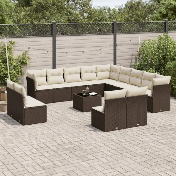 Gossi set mobilier de gradina cu perne, 14 piese, maro, poliratan