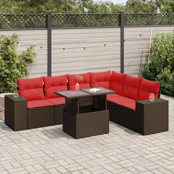 Gossi set mobilier de gradina cu perne, 14 piese, maro, poliratan