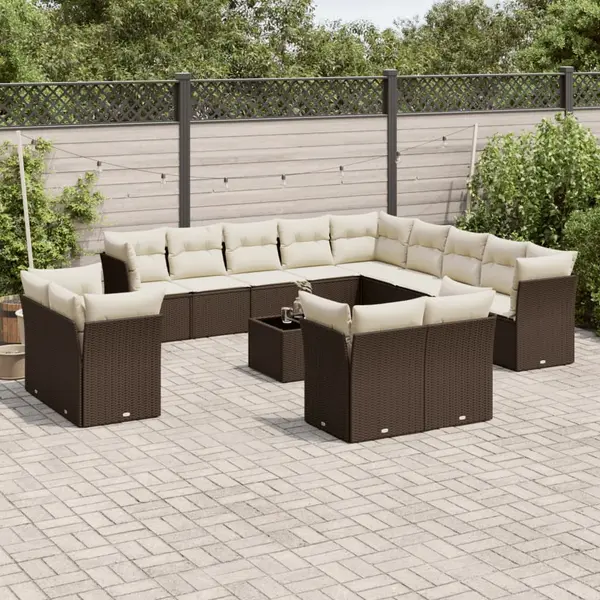 Gossi set mobilier de gradina cu perne, 14 piese, maro, poliratan