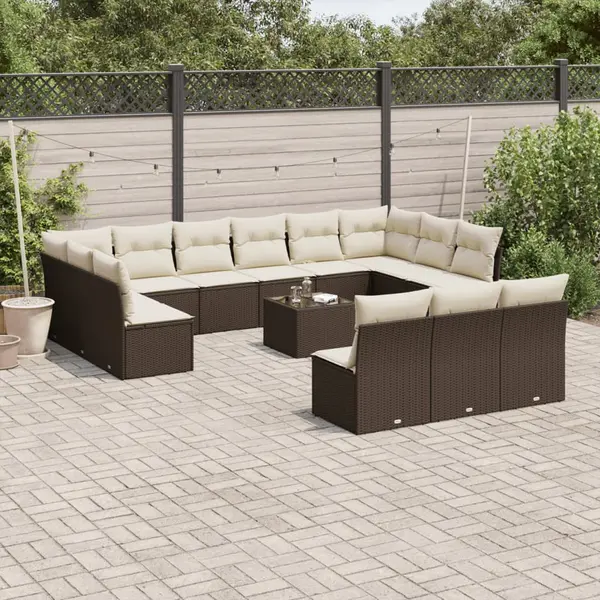 Gossi set mobilier de gradina cu perne, 14 piese, maro, poliratan