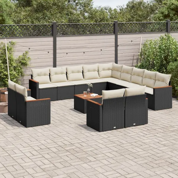 Gossi set mobilier de gradina cu perne, 14 piese, negru, poliratan