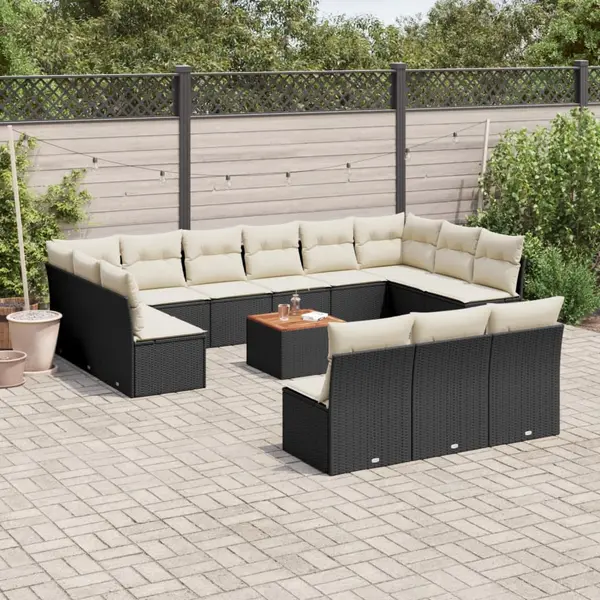Gossi set mobilier de gradina cu perne, 14 piese, negru, poliratan