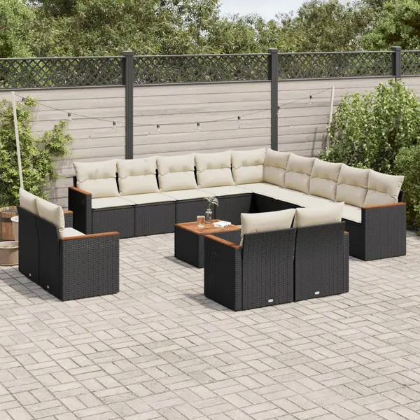Gossi set mobilier de gradina cu perne, 14 piese, negru, poliratan