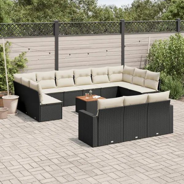 Gossi set mobilier de gradina cu perne, 14 piese, negru, poliratan
