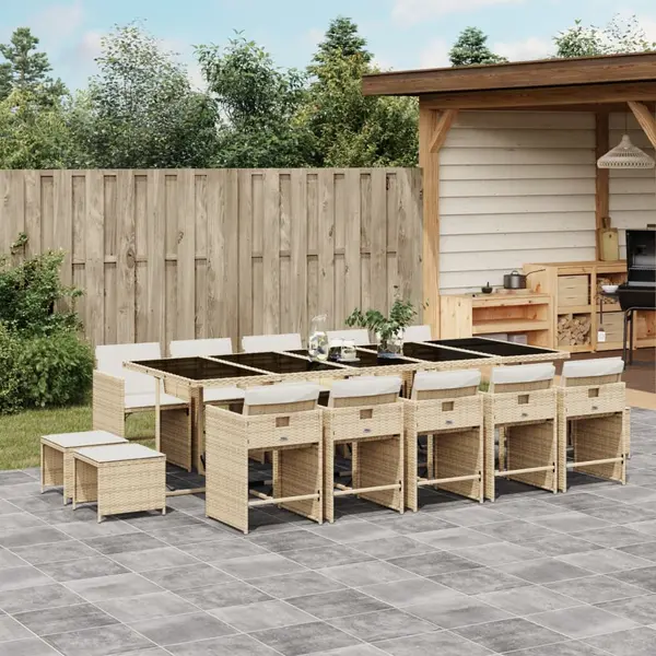 Gossi set mobilier de gradina cu perne, 15 piese, bej, poliratan