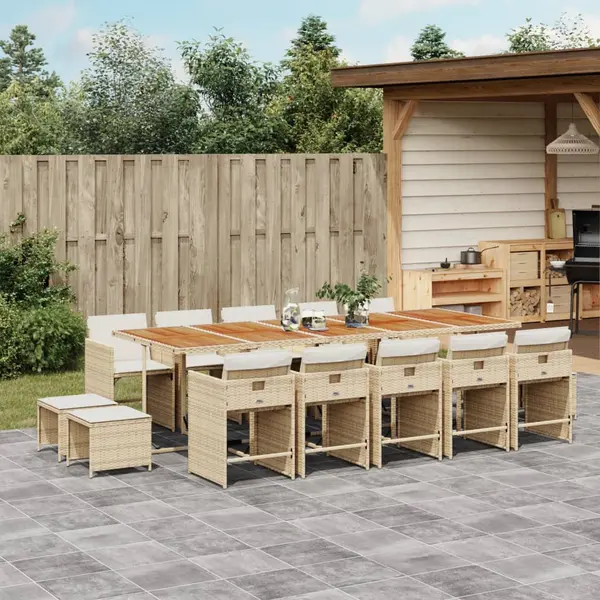 Gossi set mobilier de gradina cu perne, 15 piese, bej, poliratan